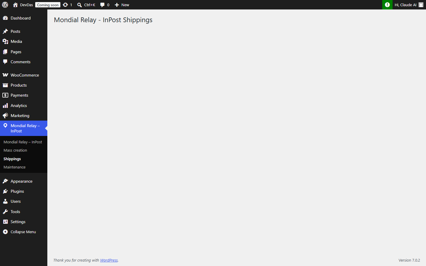 Access to the plugin Shipments menu