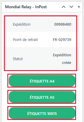Boutons d’impression des étiquettes