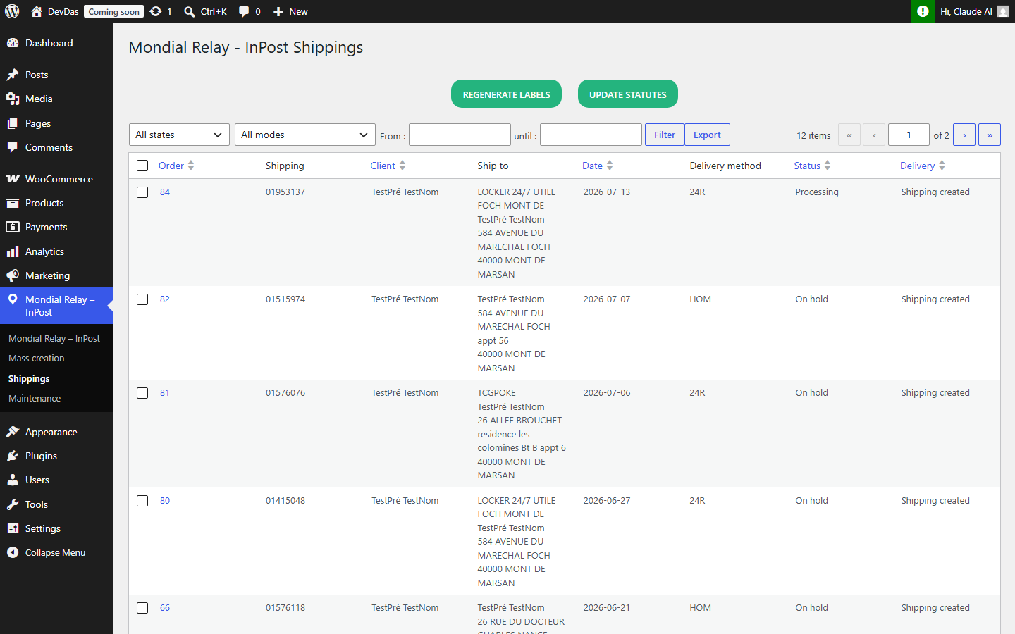 Results and label retrieval buttons