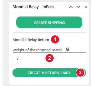 Return section in the order form