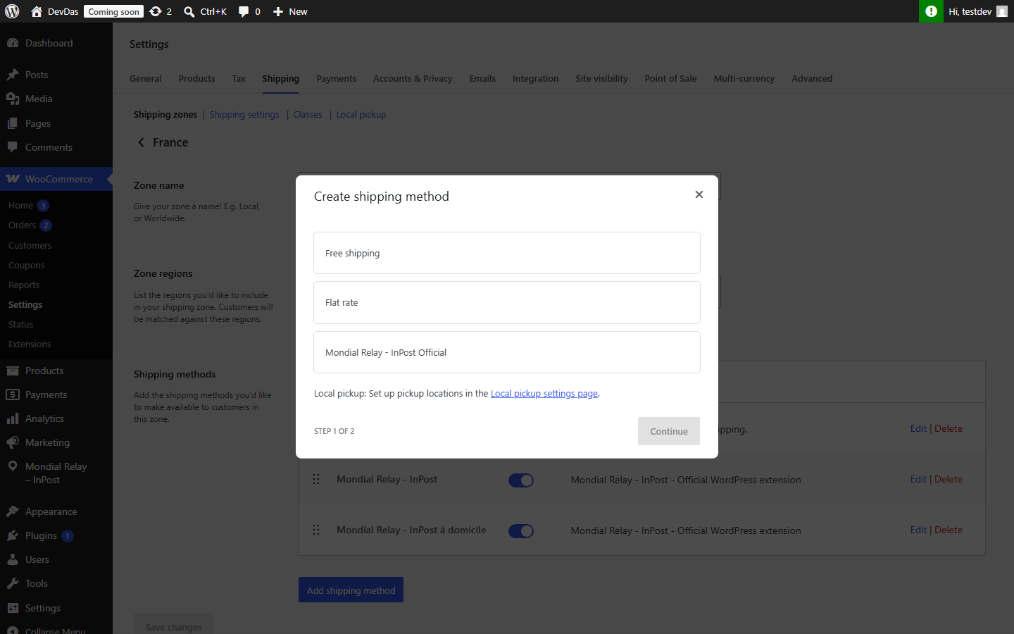 Add the Mondial Relay – InPost Official shipping method