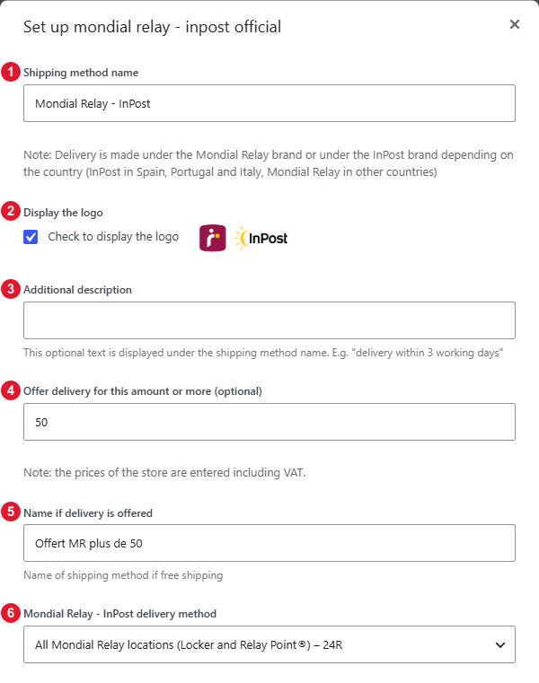 Mondial Relay – InPost Official shipping method settings, part 1